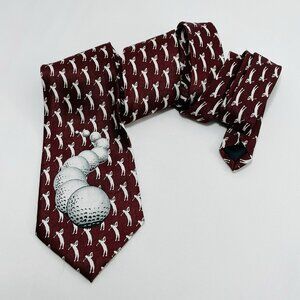 Vintage Pascal Tie Necktie Tee Off Golf Golfer Player Handmade Ball Putter Swing